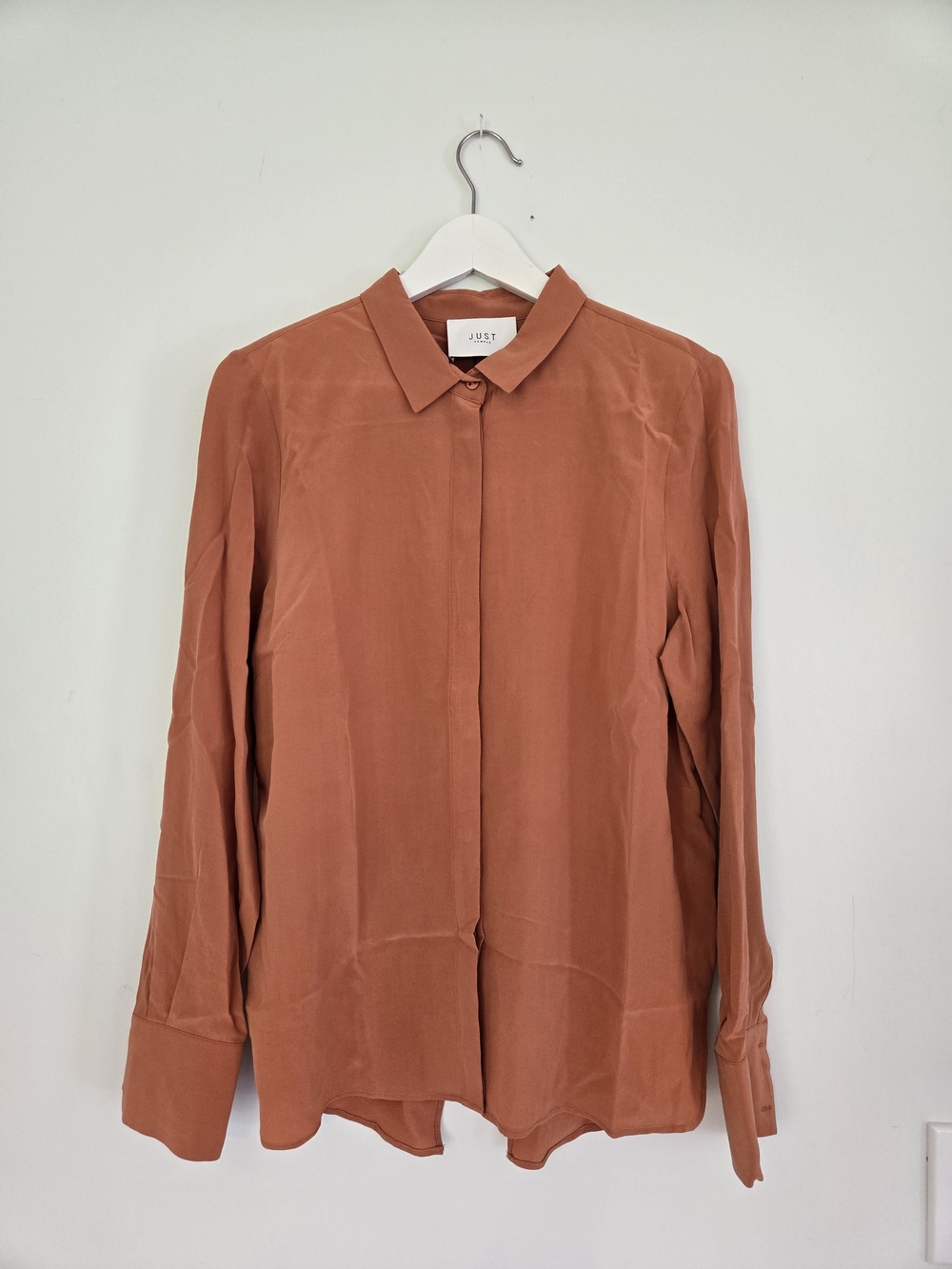 Just Female Silk Aragon Red Collared Button Shirt